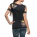 Sinful AFFLICTION Womens Top T-Shirt VERTIGO Rhinestones